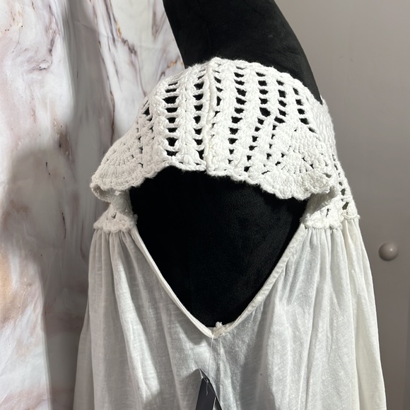 Lucky Brand Crochet Top Tank Loose Fit Boho White Sz S - Picture 4 of 12